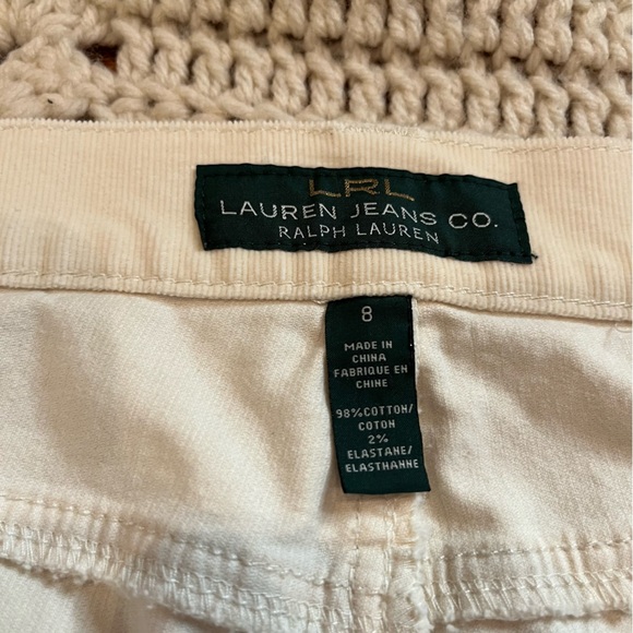 LRL Lauren Jeans Co Ivory Corduroy Flare Leg 5 Pocket Pants Size 8 - Picture 5 of 8
